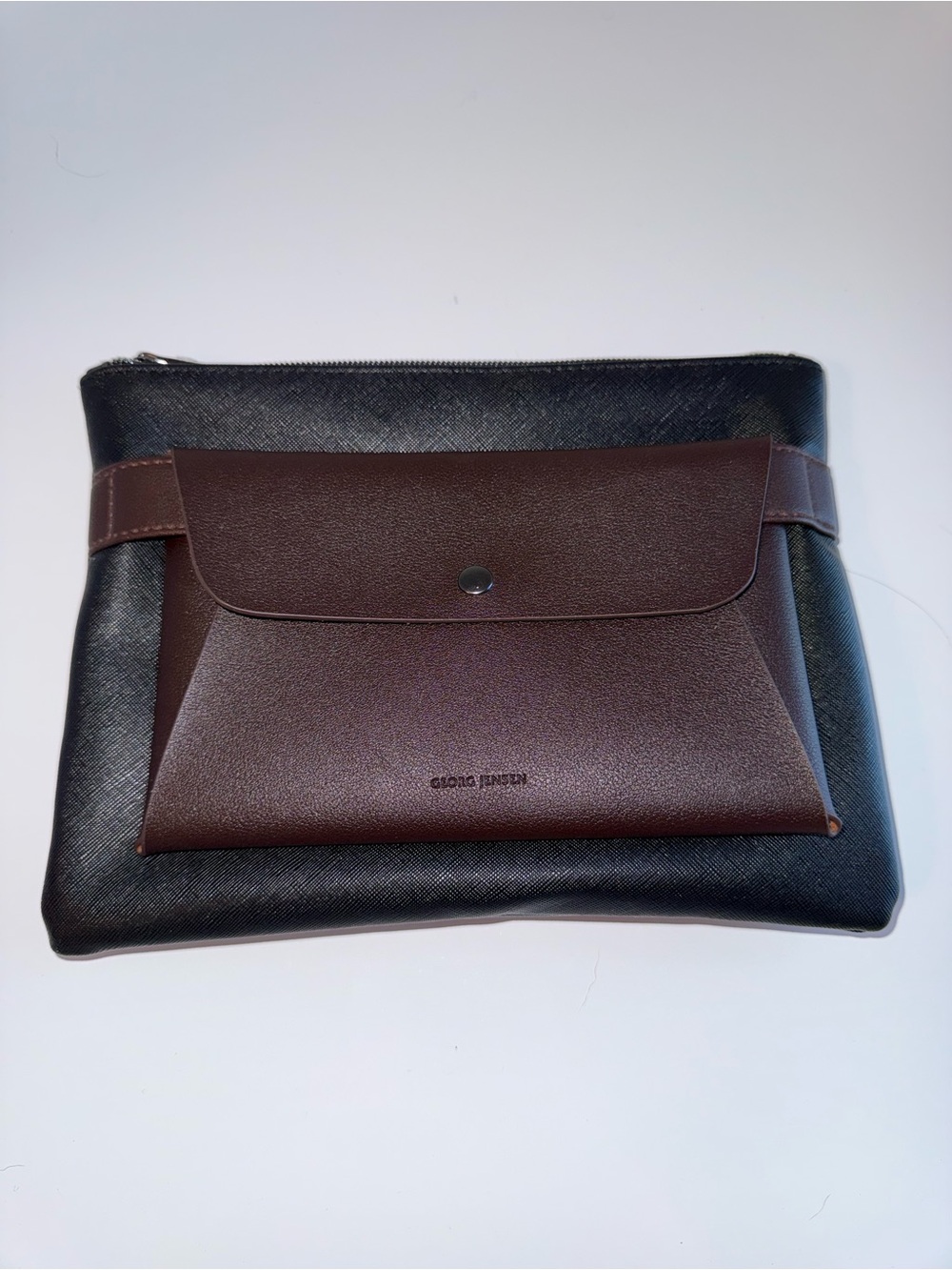GEORG JENSEN double pouch leather brown and black travel cases